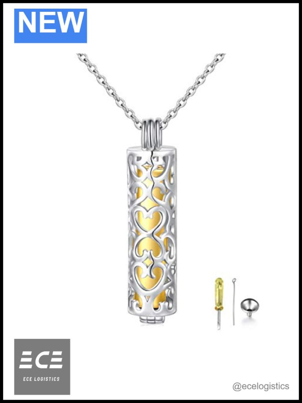 S925 Sterling Silver Cremation Urn Memorial Pendant Necklace Hollow Urn Jewelry